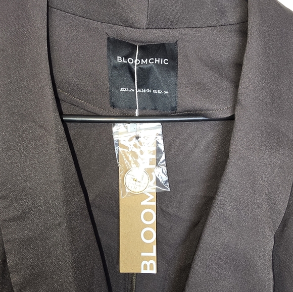 Womens Brown Dress Jacket with Animal Print Accents Boomchic Size 22-24 - Picture 2 of 11